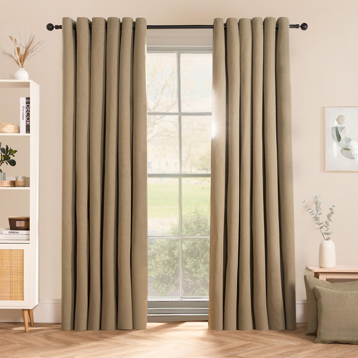 OHS Eyelet Blackout Curtains Woven Ready Made Ring Top Thermal Texture Thick