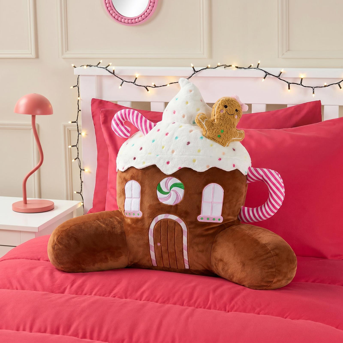OHS Character Cuddle Cushion Soft Fleece Reading Pillow with Arms Bed Chair
