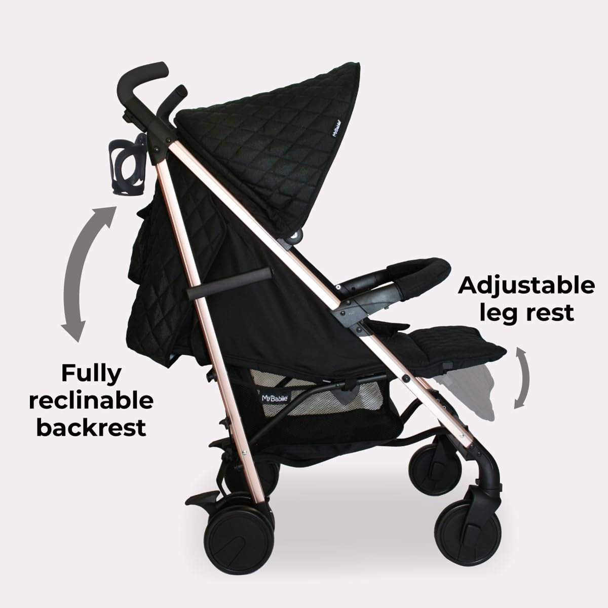 My Babiie MB51 Stroller – from Birth to 4 Years (22kg), Lightweight, Umbrella Fold, Travel Buggy for Toddlers, Pushchair Includes Footmuff, Cup Holder, Rain Cover - Blush Pink