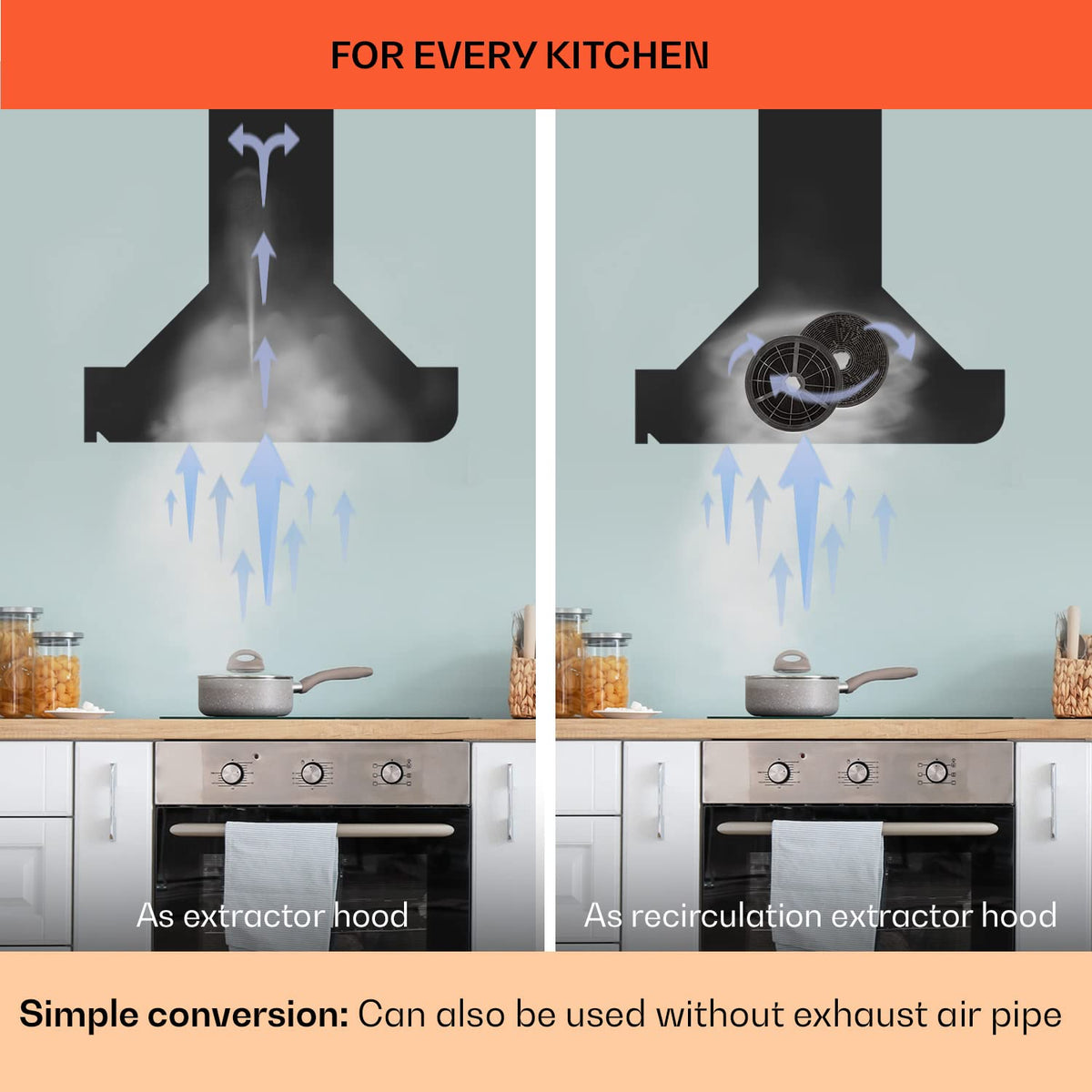 Klarstein Alina 90 Angled Cooker Hood - 615m³/h Air Flow, Touch Panel, LED Backlighting, Quiet 63dB, Energy Class A, 90cm Extractor Hood, Black
