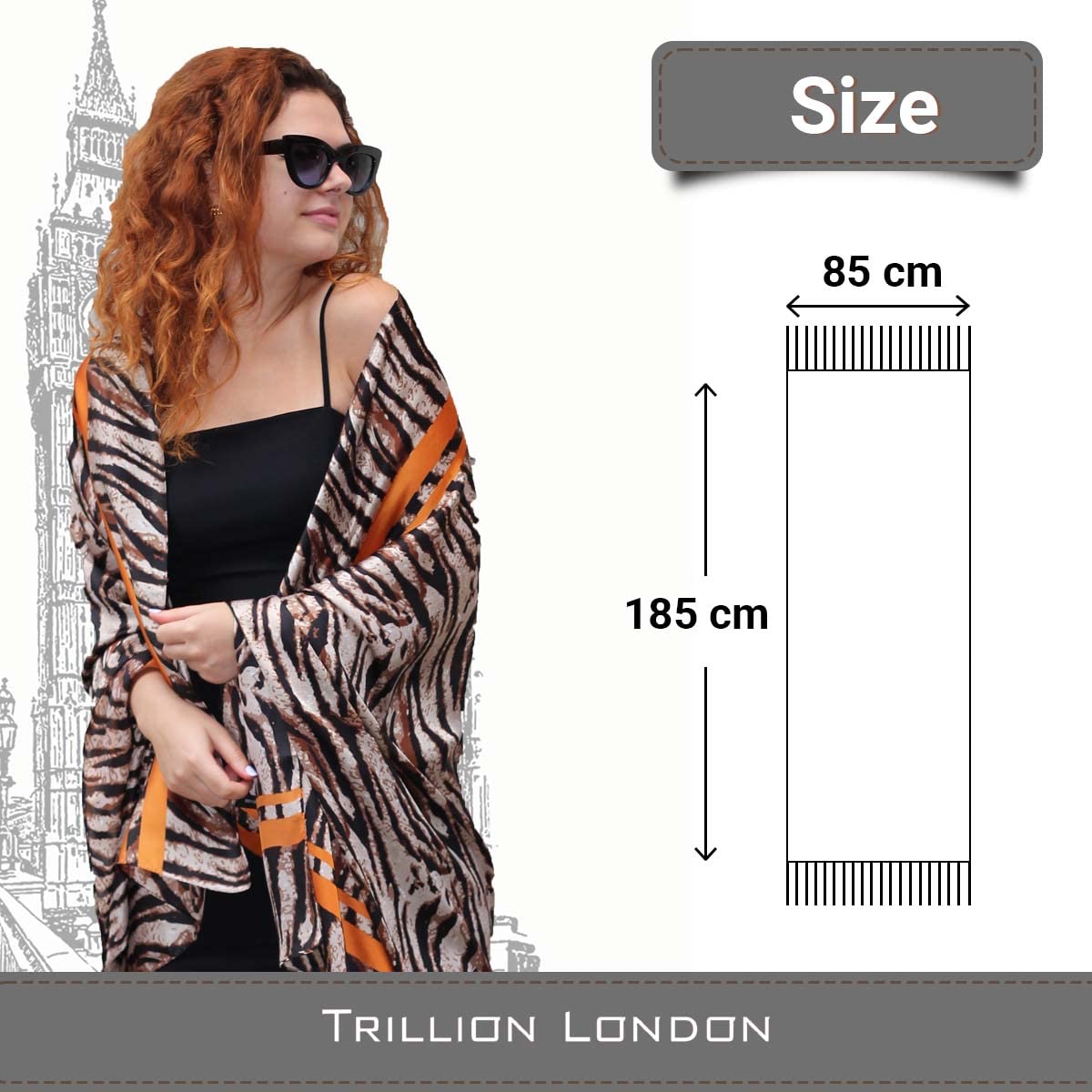 Trillion London® Silk Shawl Birthday Gifts for Women - Designer Silk Scarf