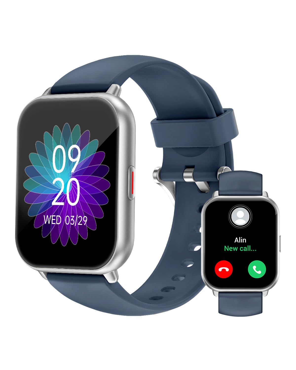 RUIMEN Smart Watch Answer Dial Call,Smart Watches for Women Men 1.85" HD Screen Fitness watch with SpO2 Heart Rate Sleep Monitor Step Counter Waterproof 100+ Sports Mode for Android iOS (2 Bands)