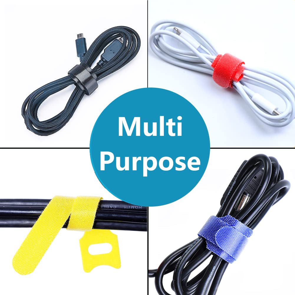 Reusable Cable Ties Black 100 Pack Cable Straps Adjustable Releasable Wire Ties Hook and Loop Cable Tie Tidy for Desk Compatible PC Cable Management Cord Organiser