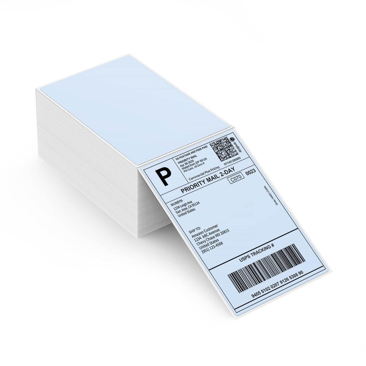 MUNBYN 4x6 Direct Thermal Labels, Fanfold Shipping Label Paper for Thermal Printer, Pack of 1000 Permanent Adhesive Labels for Shipping Packages