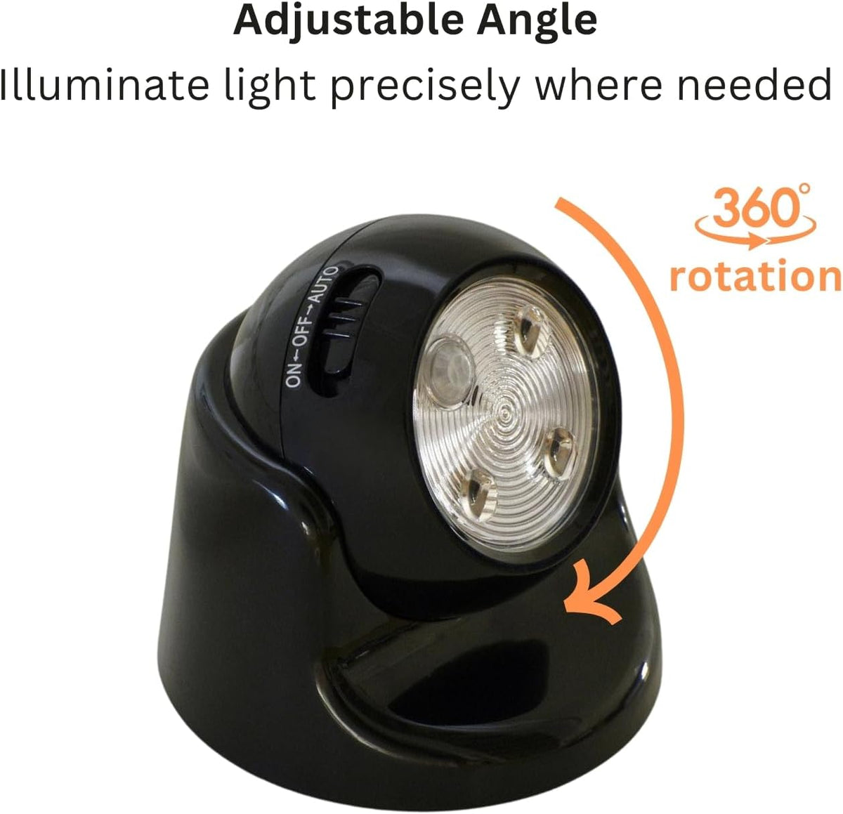 Auraglow Motion Sensor Security Light, Wireless Battery Powered PIR, Black