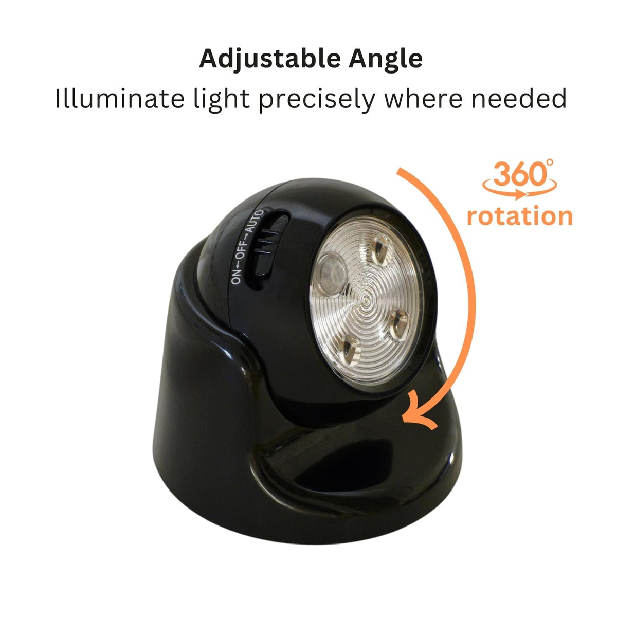 Auraglow Motion Sensor Security Light, Wireless Battery Powered PIR, Black