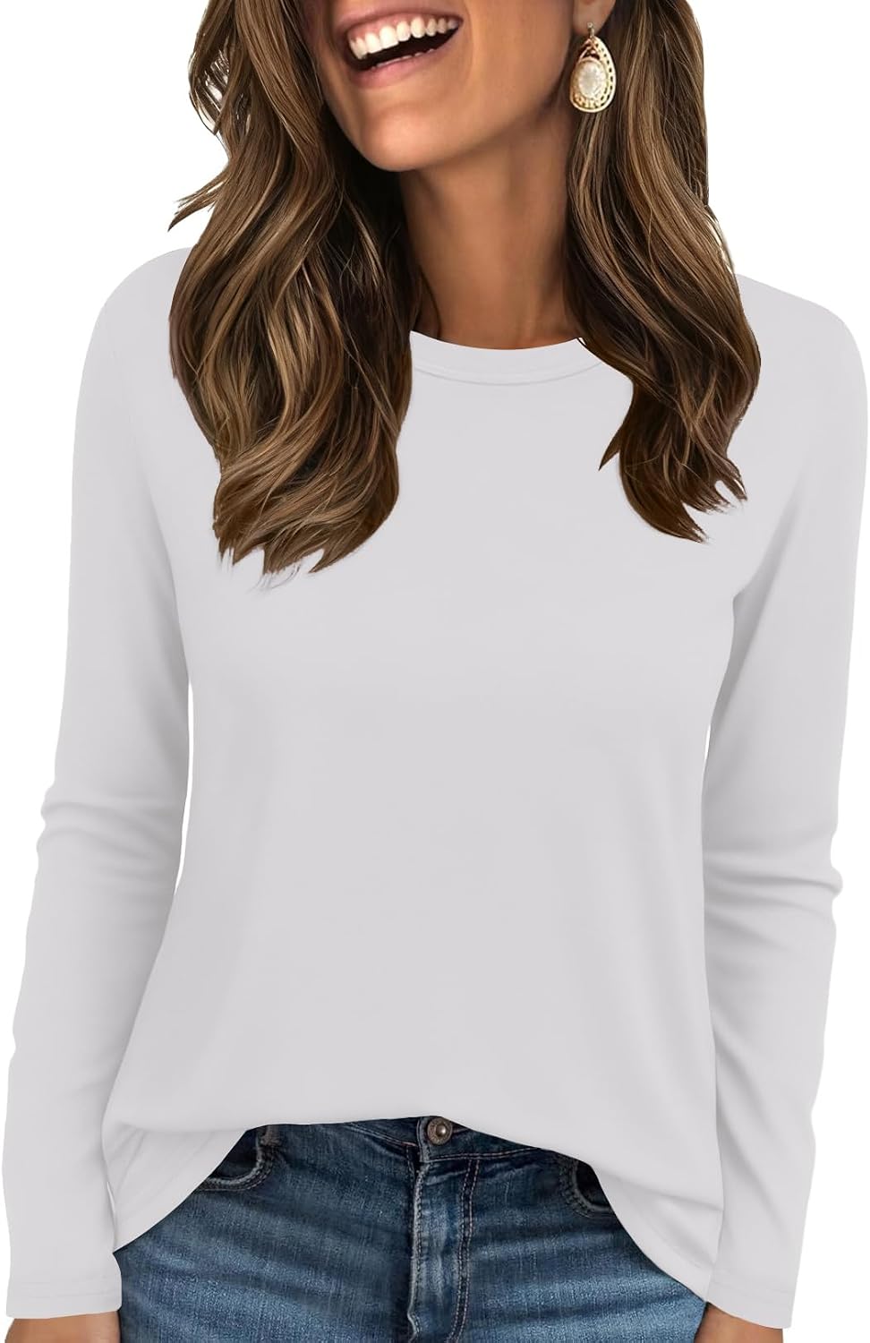 Ekouaer 1/3 Pack Womens Tops Long Sleeve T Shirts Soft Basic Tunic Top