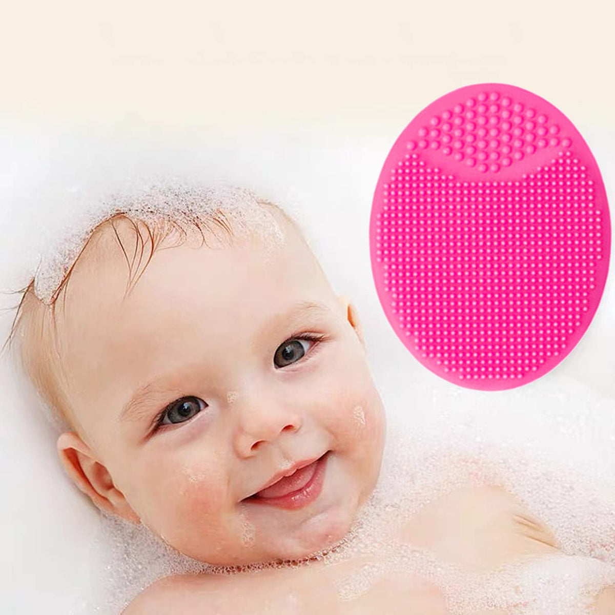 Baby Bath Brush, Baby Cradle Cap Brush, Silicone Massage Brush, Silicone Scrubbers Exfoliator Brush, Baby Skin Scrubbers Essential for Dry Skin, Cradle Cap and Eczema 2 Pack (Blue & Green)