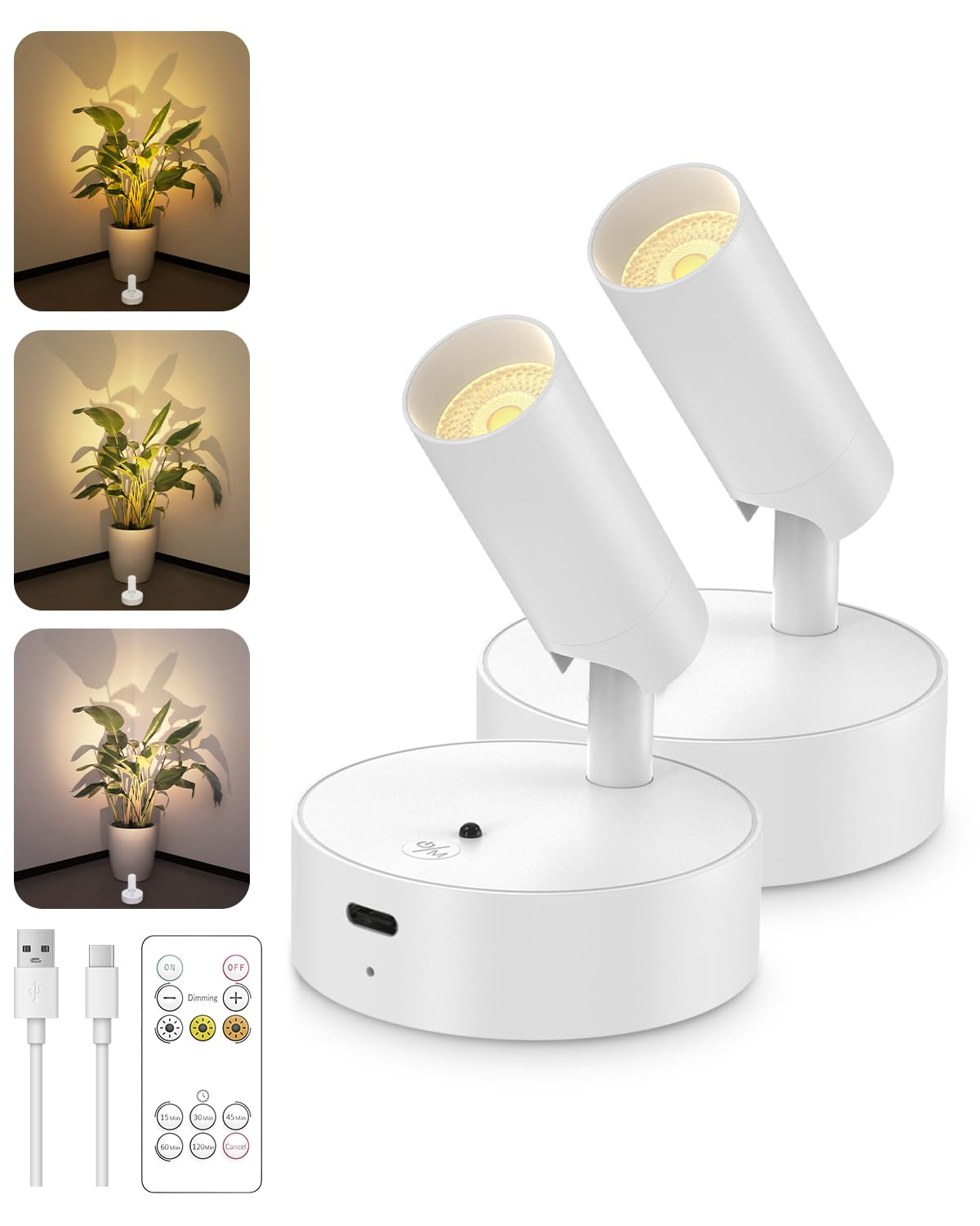 GOODEA Battery Operated Spot Light Indoor with Remote, Up to 30 Days, 3 CCT