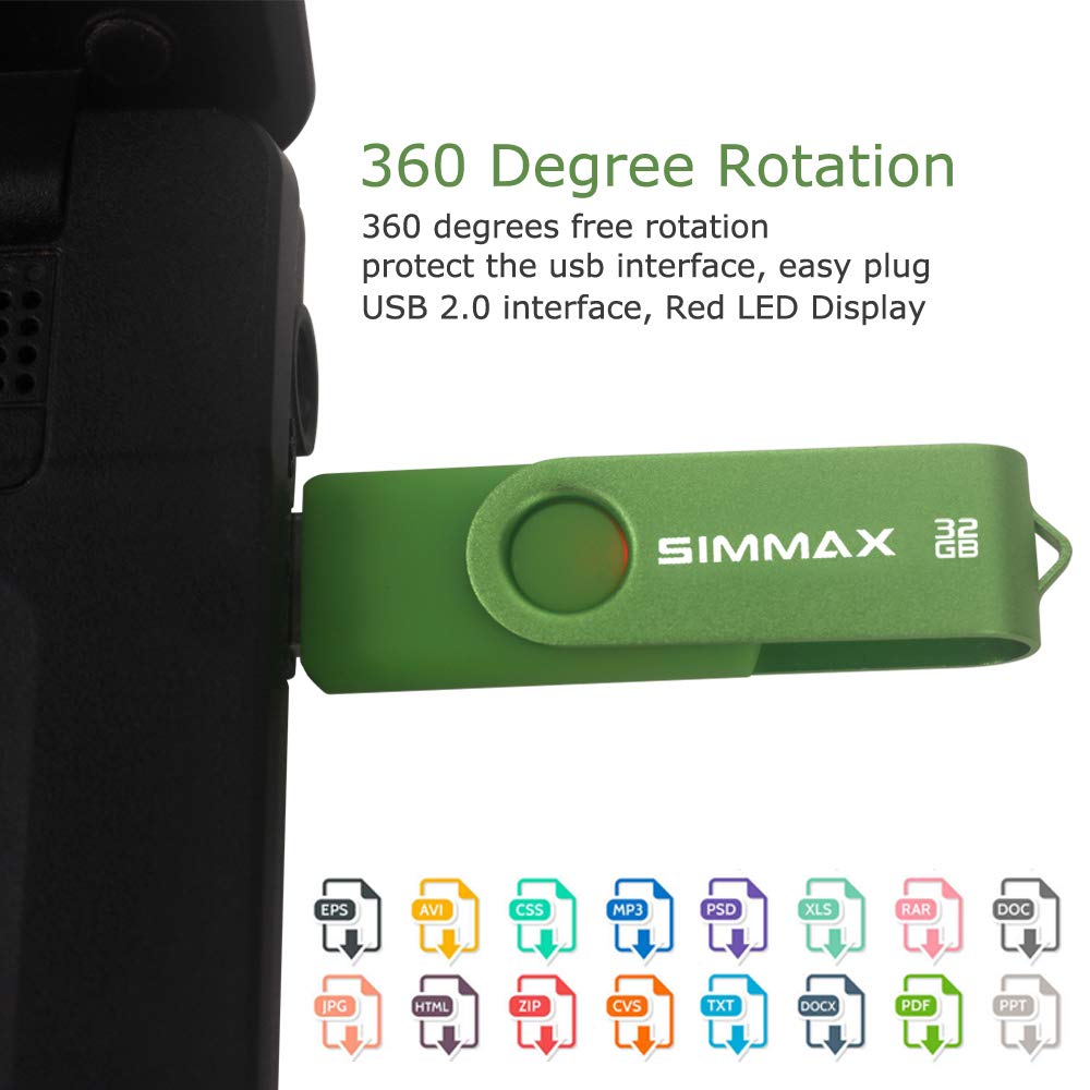 SIMMAX 32GB Memory Stick USB 2.0 Flash Drives Swivel Thumb Drive Pen Drive (32GB Purple)