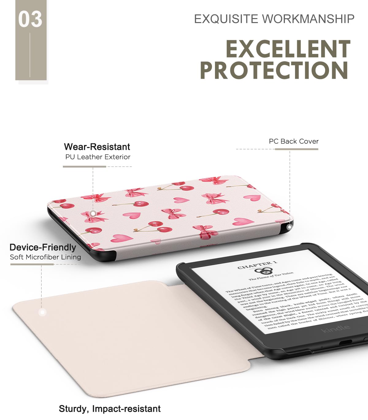 MoKo Case for 6" Amazon Kindle Basic 11th Gen 2024/2022, Matcha