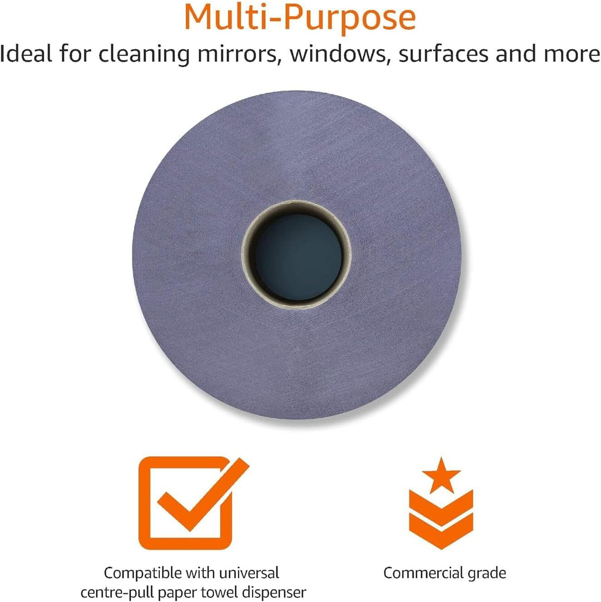 AmazonCommercial Standard Multipurpose Paper Towel, 2-ply Centrefeed, Blue Roll Recycled, 6 Rolls (1 Pack), 415 Sheets per Roll, Sheet Size: 16.5 x 29 cm