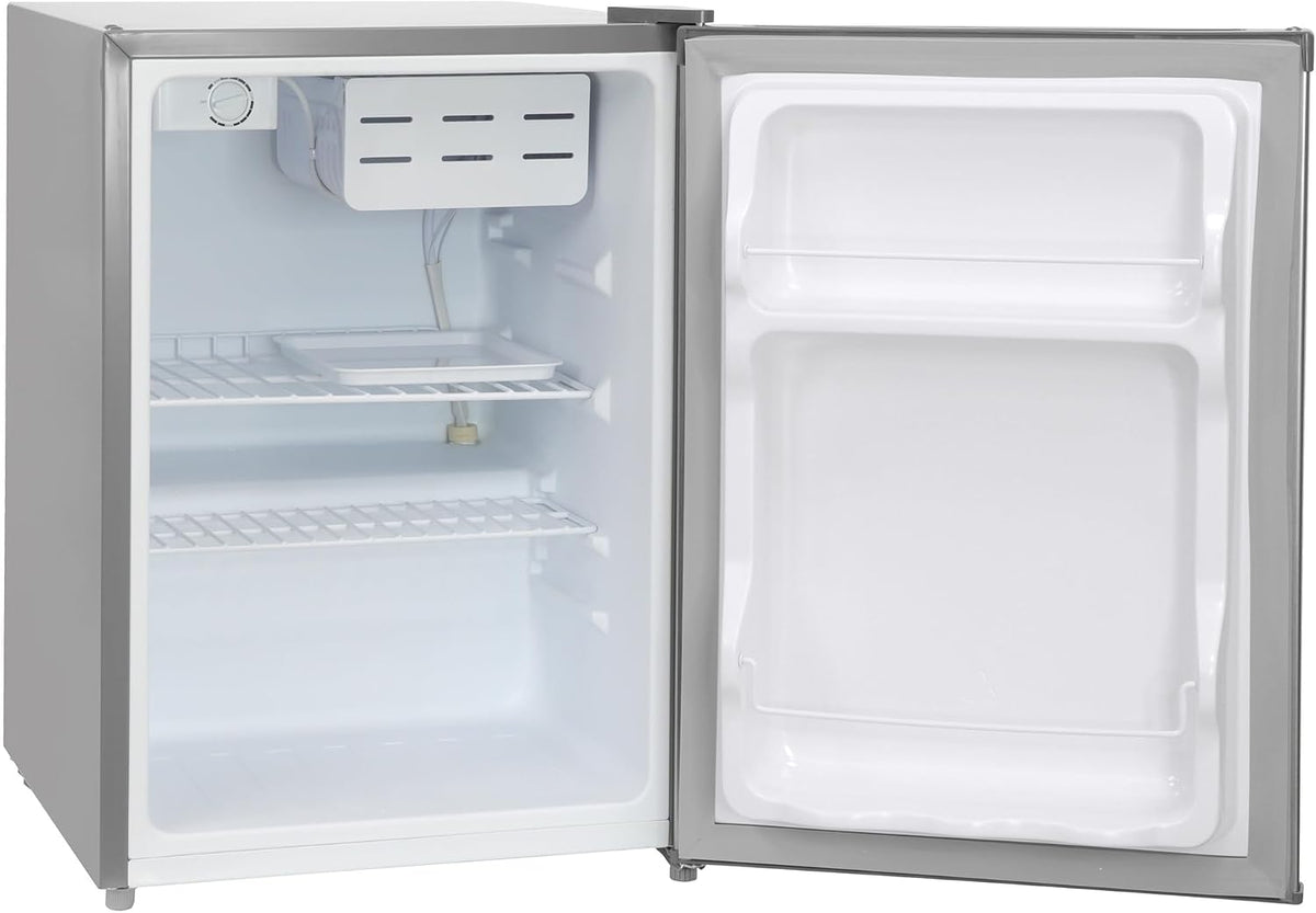 Russell Hobbs Table Top Larder Mini Fridge 66L Capacity, Reversible Door & Adjustable Feet, 0 to 8 Degrees Manual Temperature Control, Silver RH67TTLF0E1SS