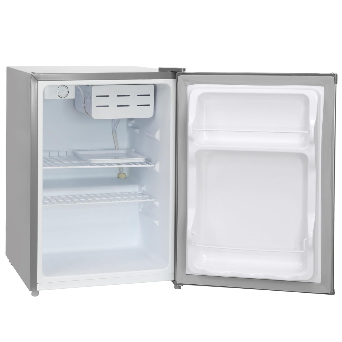 Russell Hobbs Table Top Larder Mini Fridge 66L Capacity, Reversible Door & Adjustable Feet, 0 to 8 Degrees Manual Temperature Control, Silver RH67TTLF0E1SS