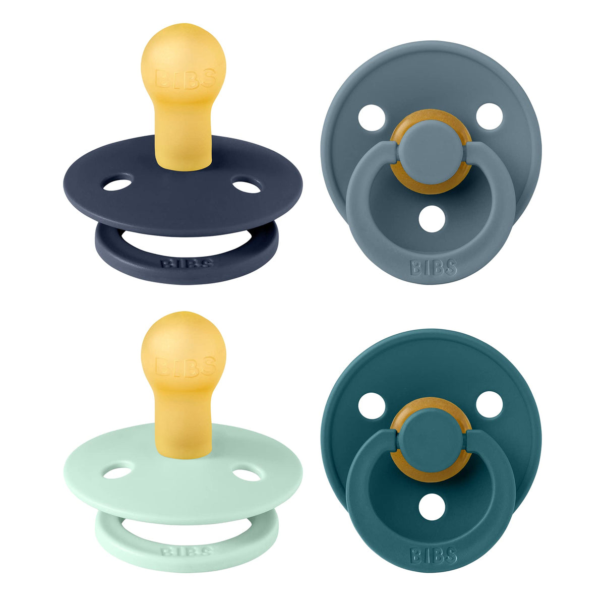 BIBS Colour Glow Dummy, 0-6 Months, 4-Pack, Ivory/Sage/Sage Glow/Cloud Glow