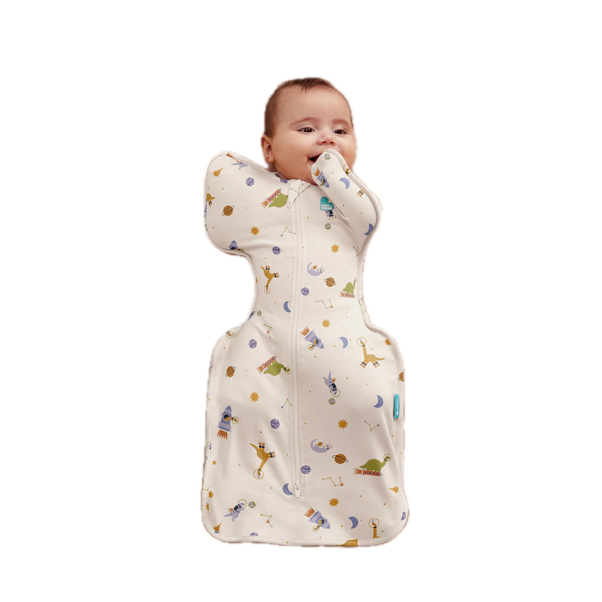 Love To Dream™ Swaddle UP™, Newborn 2.2-3.8 kg - Grey, Snug Fit, Supports Healthy Sleep Routine, 1.0 Tog - Ideal for 20-24°C Temperatures, Machine Washable Cotton & Double Zip for Easy Nappy Changes