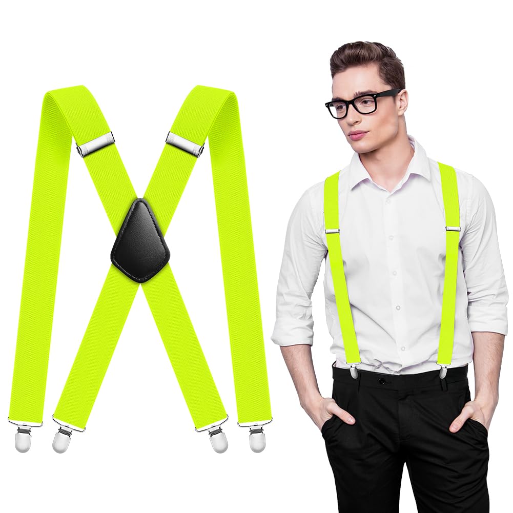 Aomig Mens Braces, Mens Suspenders with Strong Metal Clips, 3.5cm Wide Heavy Duty Suspenders for Men Women Business Wedding Casual