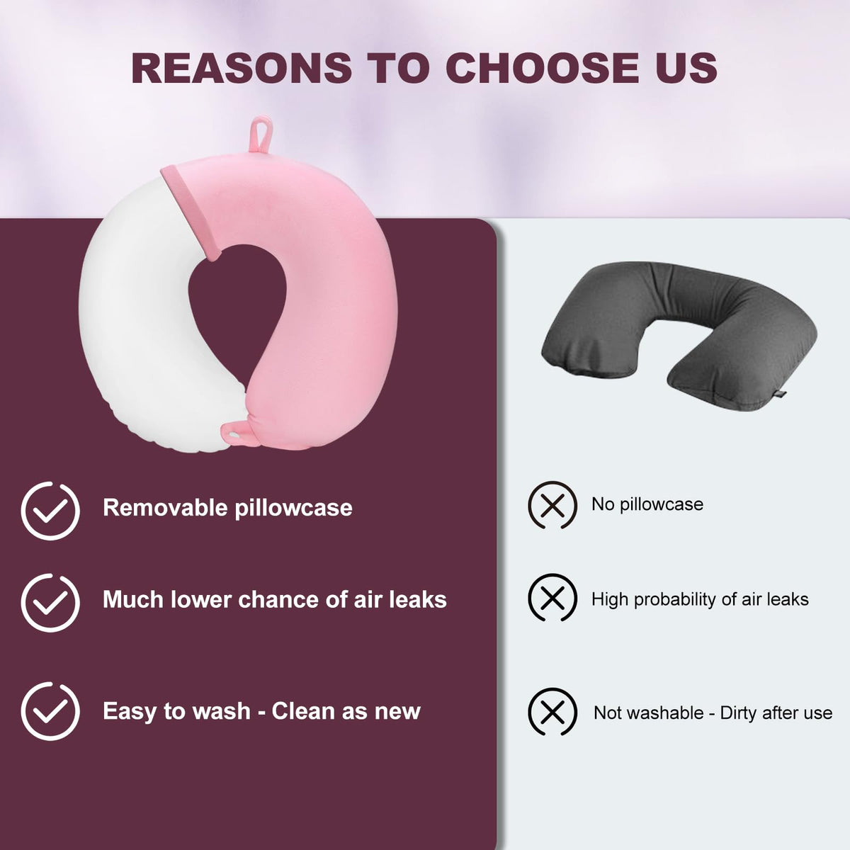Cirorld Inflatable Travel Pillow, Blow up Neck Pillow for Travel, Lightweight Inflatable Travel Pillow for Airplane with Eye Mask and Earplugs—Travel Essentials for Flying, Grey