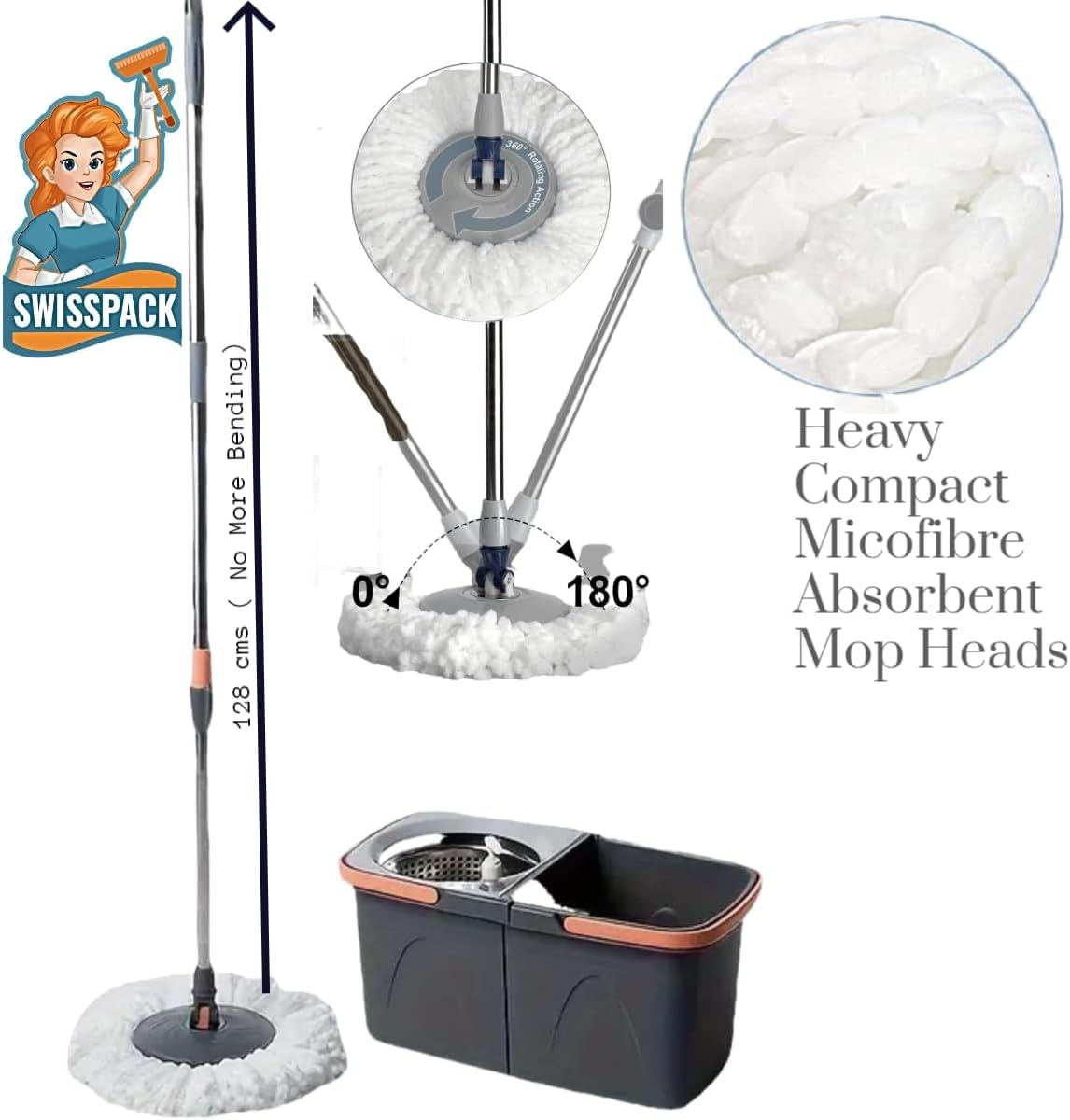 MOP AND BUCKET (3 HEADS ONLY)