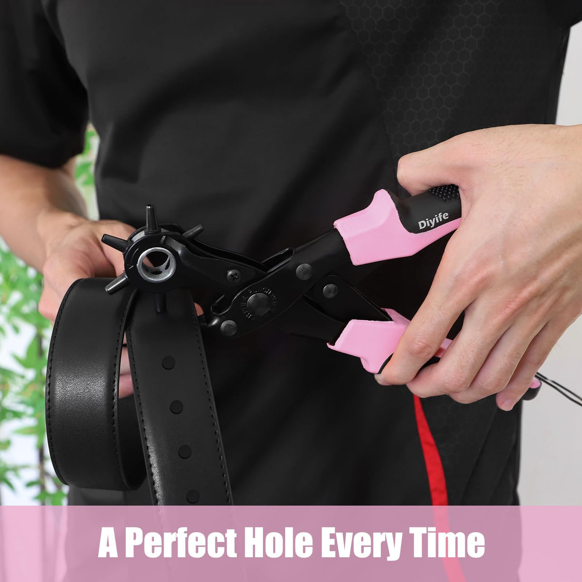 Diyife Belt Hole Puncher for Leather, 6 Sizes, Effortless Dual-Lever Design