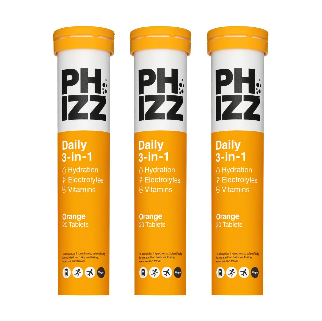 Phizz Electrolytes, Multivitamin & Hydration Tablets - 60 Effervescent Rehydration Electrolyte Tablets - 18 Vitamins & Minerals, Vitamin C, Vegan, Vegetarian & Low Calorie (Lemon, 60 Tablet)