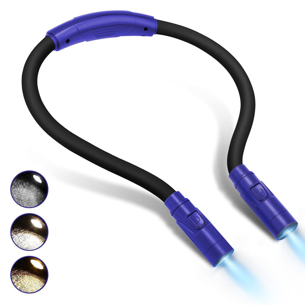 LUXJET Rechargeable Neck Book Light Night Lamp for Reading (Dark Blue)