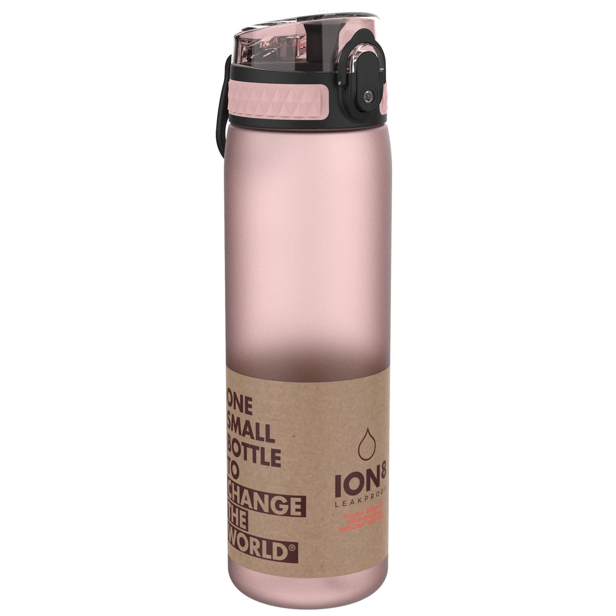 Ion8 Water Bottle, 500 ml/18 oz, Leak Proof, Easy to Open, Secure Lock, Dishwasher Safe, Hygienic Flip Cover, Carry Handle, Fits Cup Holders, Easy Clean, Hot Pink