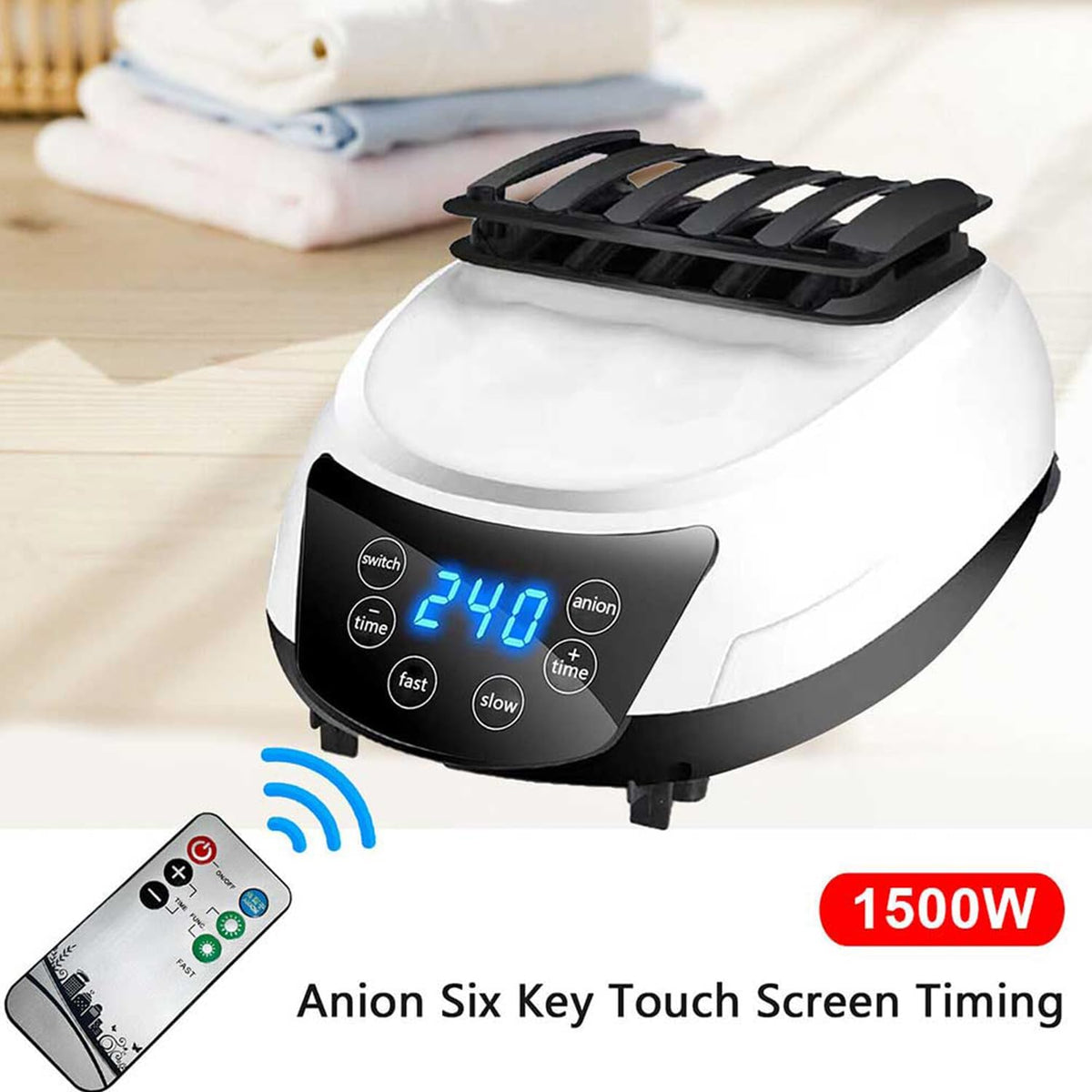 Portable Electric Clothes Dryer 1500W, Heated Clothes Dryer Indoor with Timer and Remote Control, Dry Clothes Indoors with Low Noise Operation