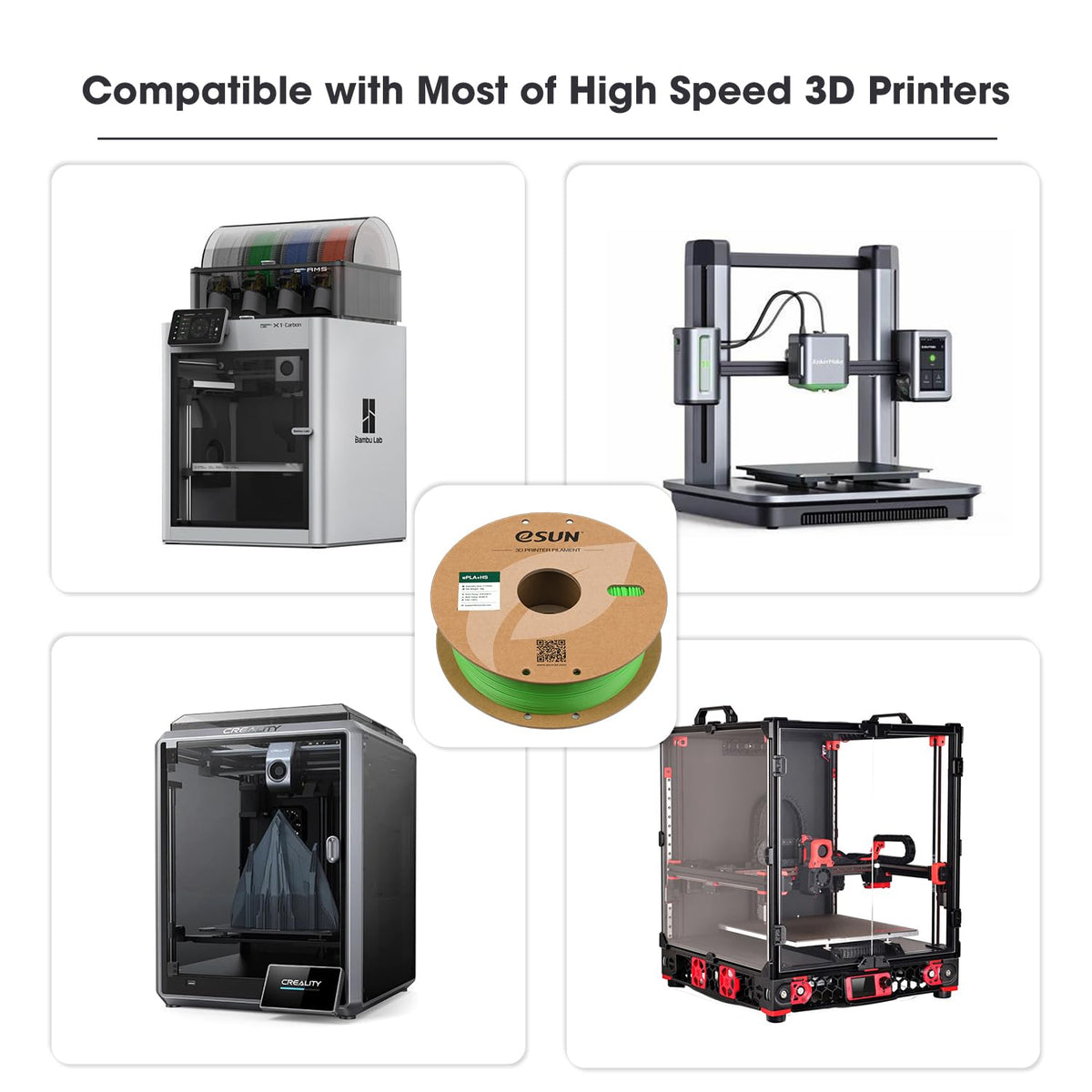 eSUN PLA+ Filament 1KG, PLA+HS High Speed 3D Printer Filament, Cold White