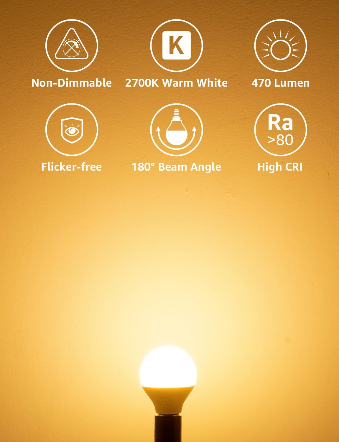 Lepro P45 E14 LED Light Bulb, Warm White 2700K, 4.2W=40W, 470LM, Pack of 6