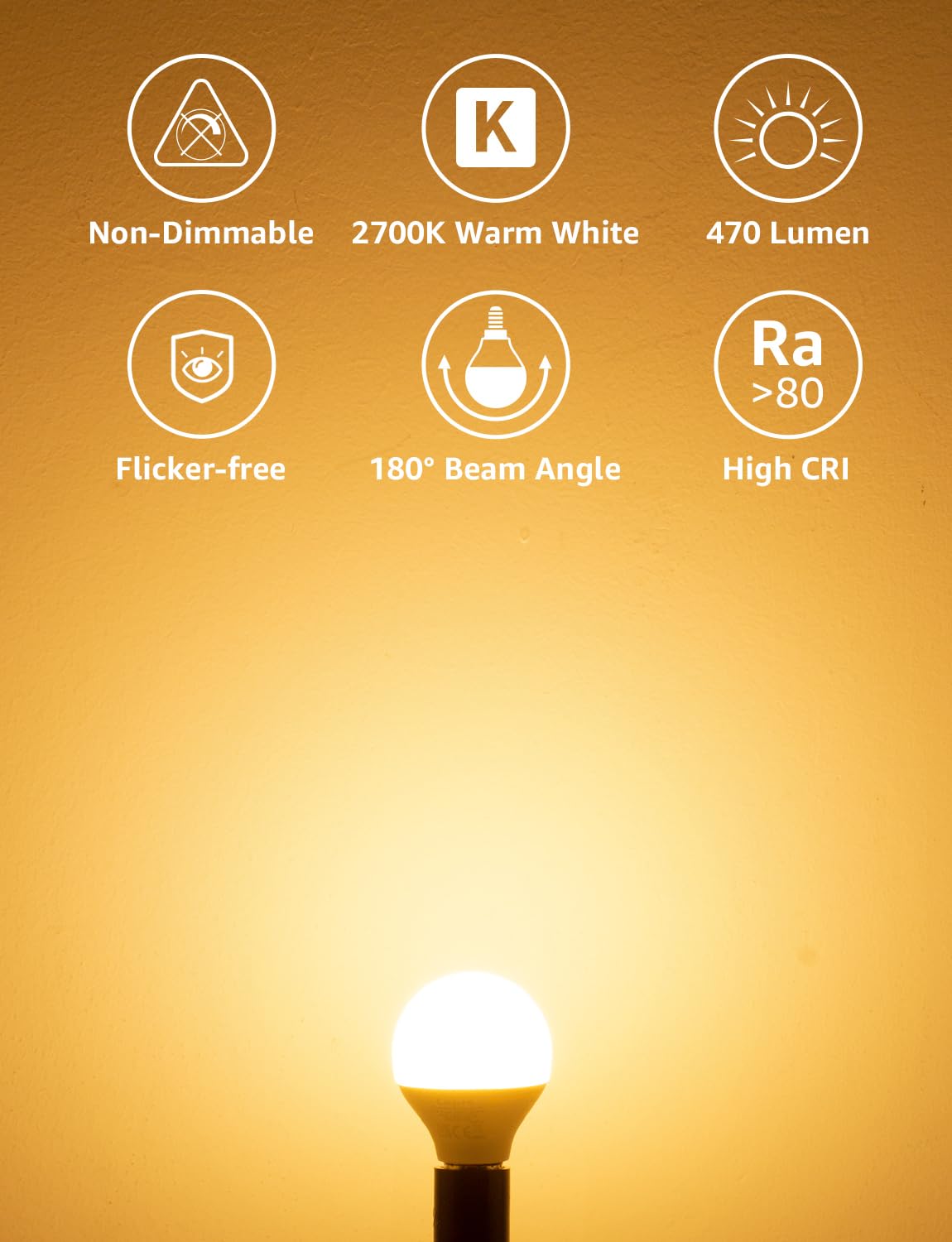 Lepro P45 E14 LED Light Bulb, Warm White 2700K, 4.2W=40W, 470LM, Pack of 6