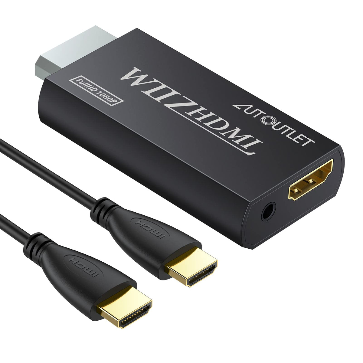 AUTOUTLET Wii to HDMI Converter 1080P 5ft/150 cm for Full HD Device, Adapter with HDMI Male Cable Output Compatible with Nintendo Wii, Wii U, HDTV, Monitor-Supports All Wii Display Modes