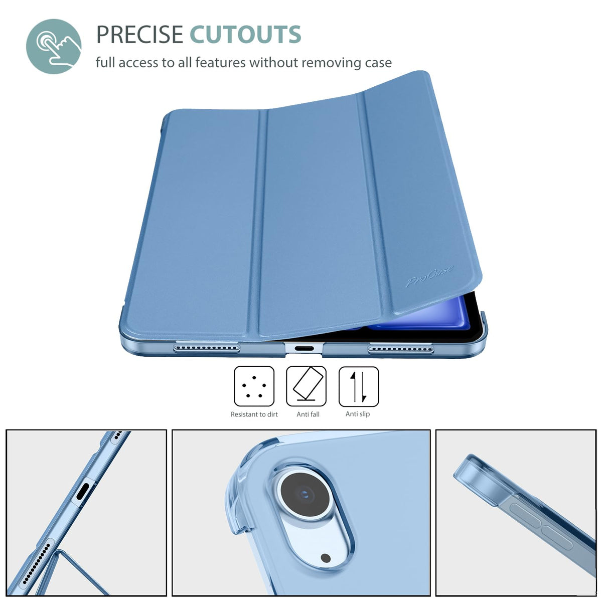 ProCase for iPad Air 11-inch Case M4/M3/M2, Air 5th/4th Gen 10.9,Navy