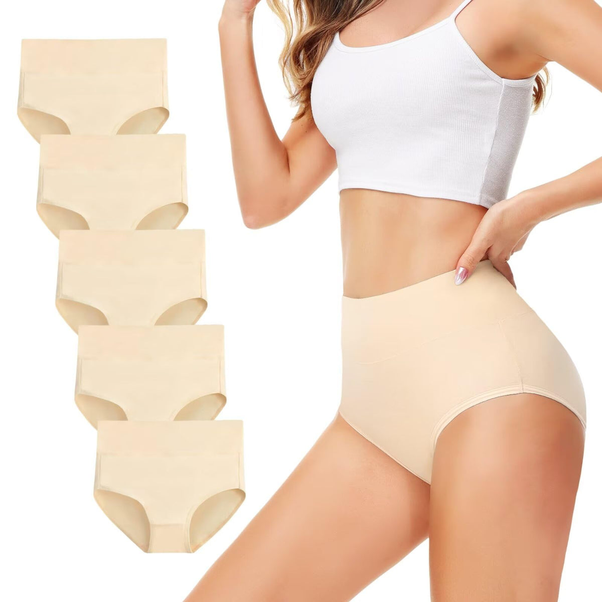 Underwear Women High Waisted Knickers for Women 5 Pack Full Briefs