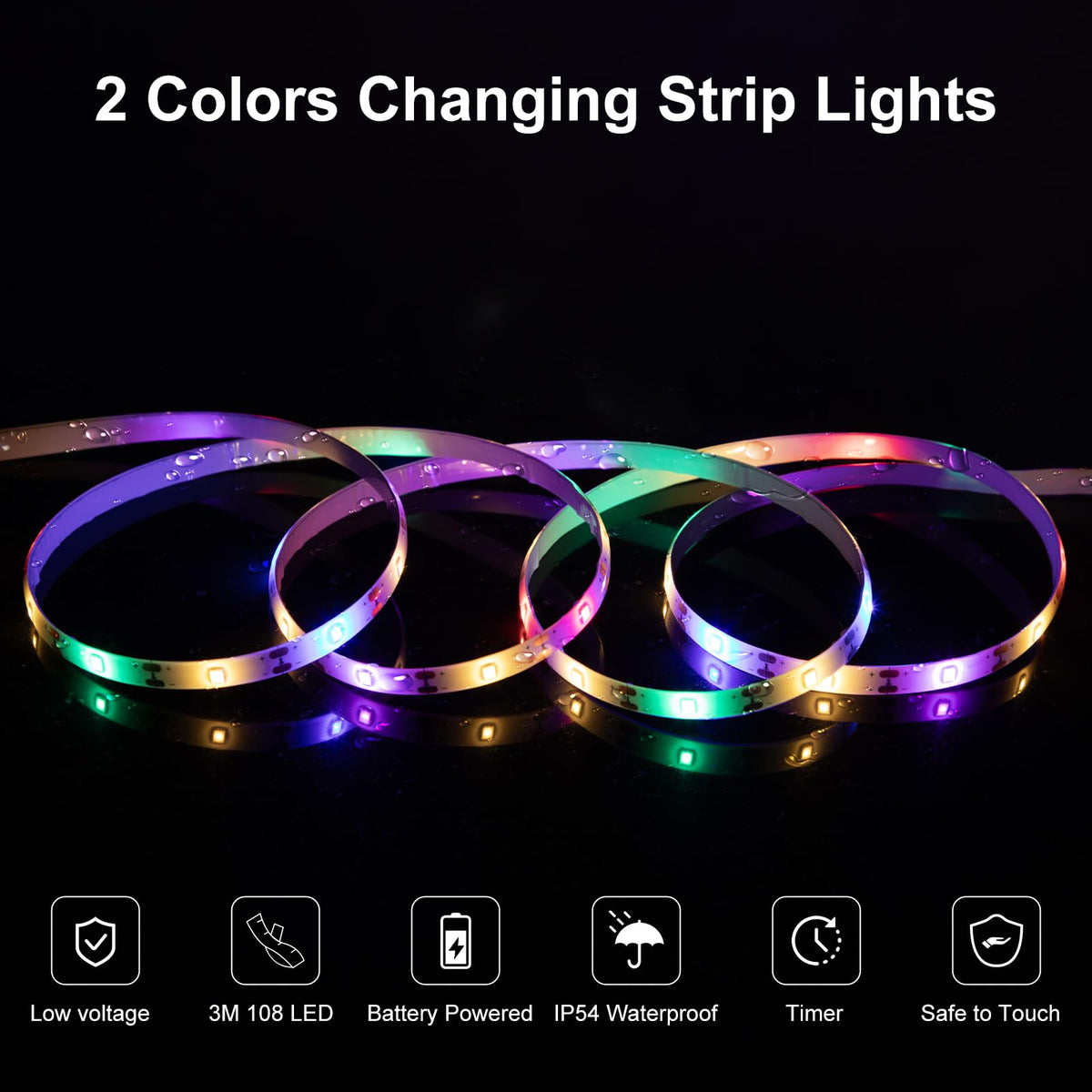 CCILAND 3M 90 LED Battery Strip Lights with Remote 8 Modes Timer