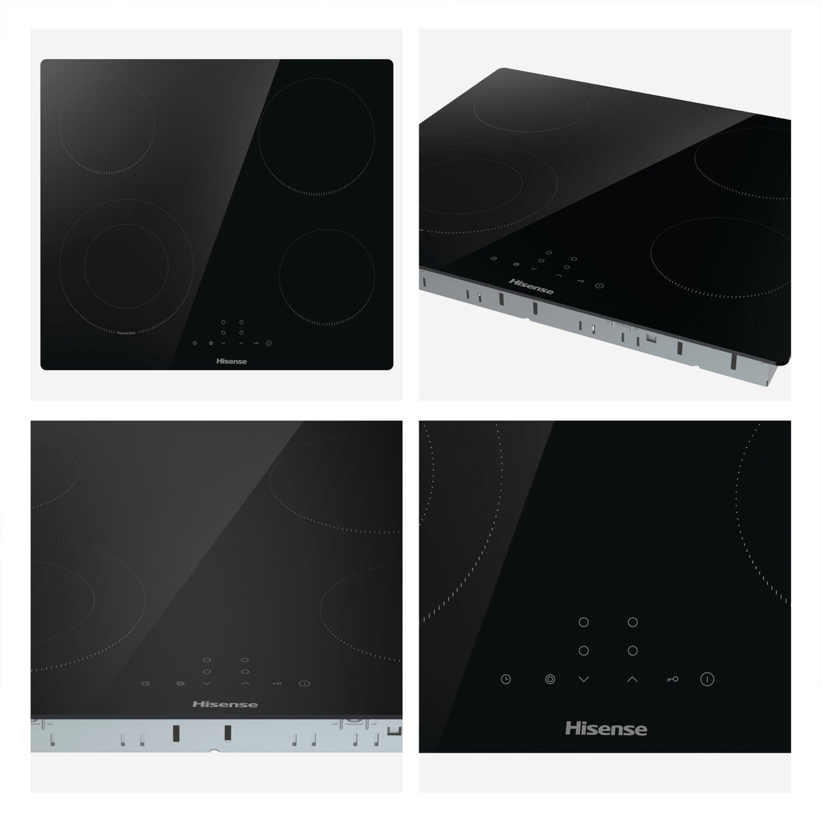 Hisense E6432C Built-in 60cm Electric Ceramic Hob with Child Lock, Touch control, Timer Function - Black 7200W, 20 x 24 x 2 inches (L x W x H)
