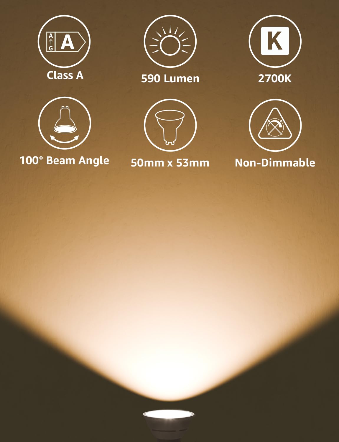 Lepro GU10 LED Bulbs A Rated, Cool White 6500K, 590LM,3.3W (50W Equivalent)
