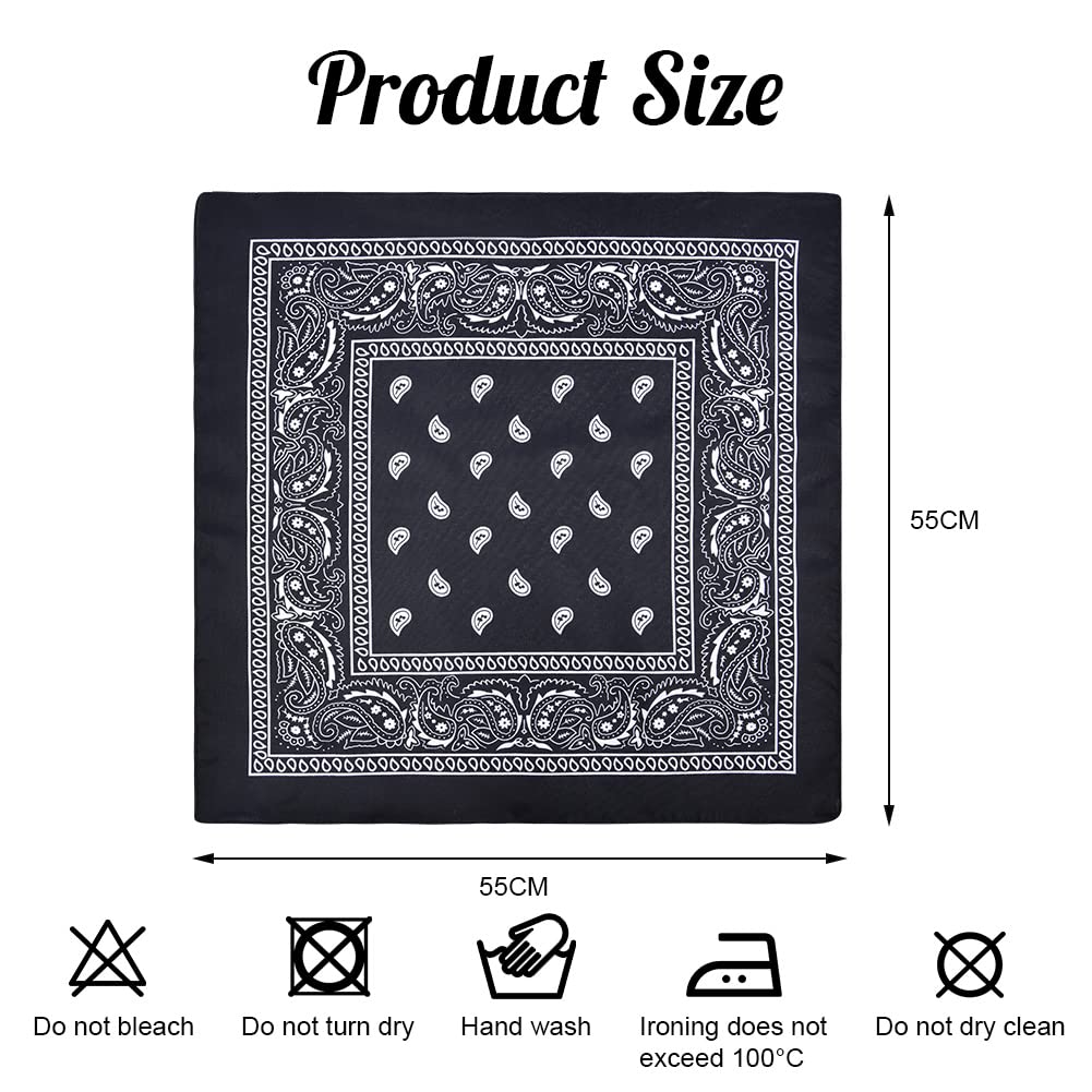 Aomig Bandana Head Scarf for Men and Women, Stylish Cowboy Headband Handkerchief, Multi-purpose Hair Scarf Paisley Print Unisex Headwraps, Bib Party Face Covering Headwear for Motorcycling