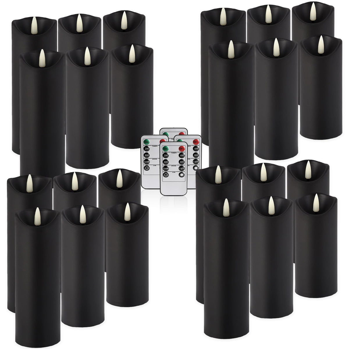 LIVEN Flickering Flameless Candles Battery Operated with Remote,Led Pillar Candles with Realistic Moving Wick Candles for Halloween,Christmas,Home Decor Pack of 12 (D2.2 xH 5" 6" 7")(White)