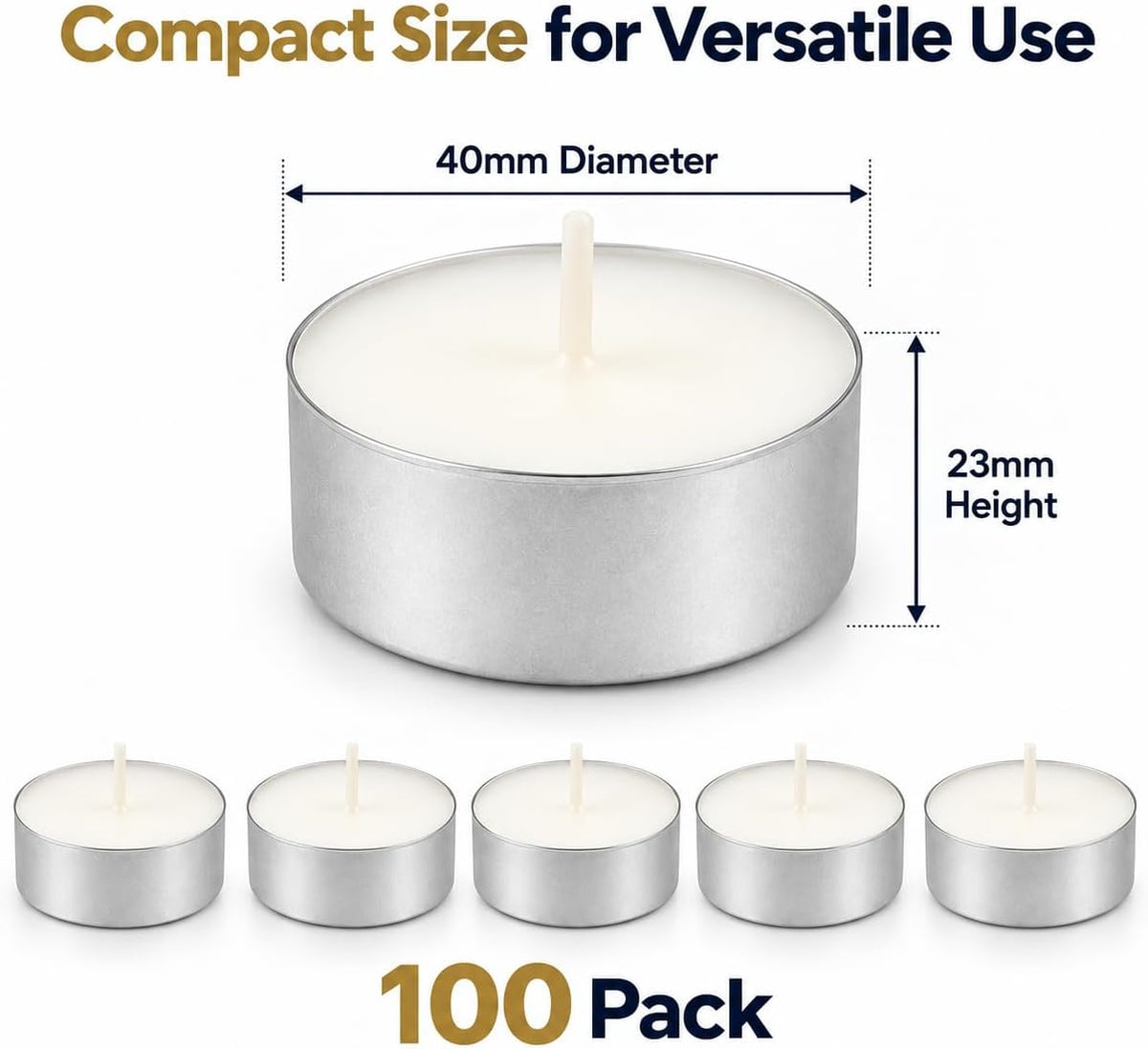 Unscented 8-Hour Tea Light Candles, 50 Pack, Cotton Wicks