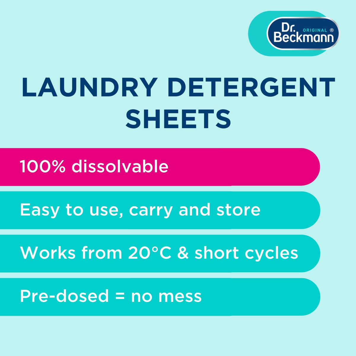 Dr. Beckmann MAGIC LEAVES Laundry Detergent Sheets BIO | Convenient and pre-dosed laundry detergent sheets | Dissolvable climate neutral and easy to use | 25 sheets