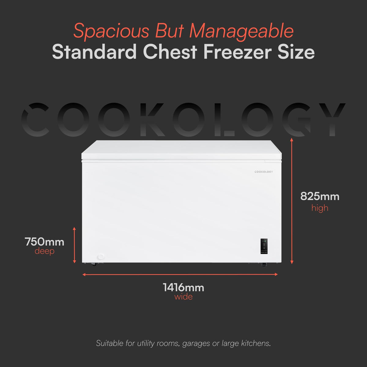 Cookology 99L Freestanding Chest Freezer - Adjustable Feet - White