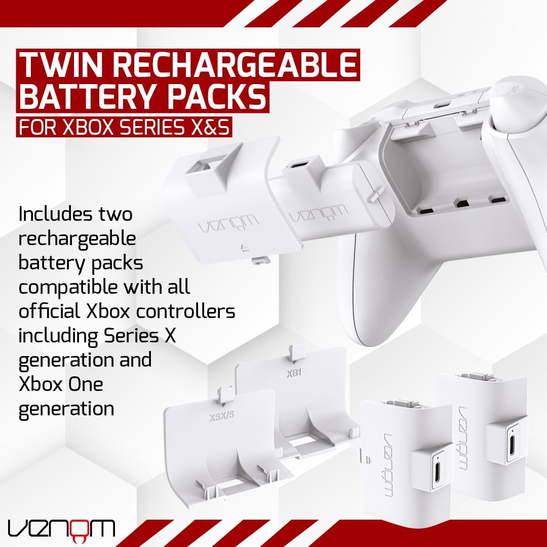 Venom Rechargeable Battery Twin Pack - White (Xbox Series X & S/Xbox One)