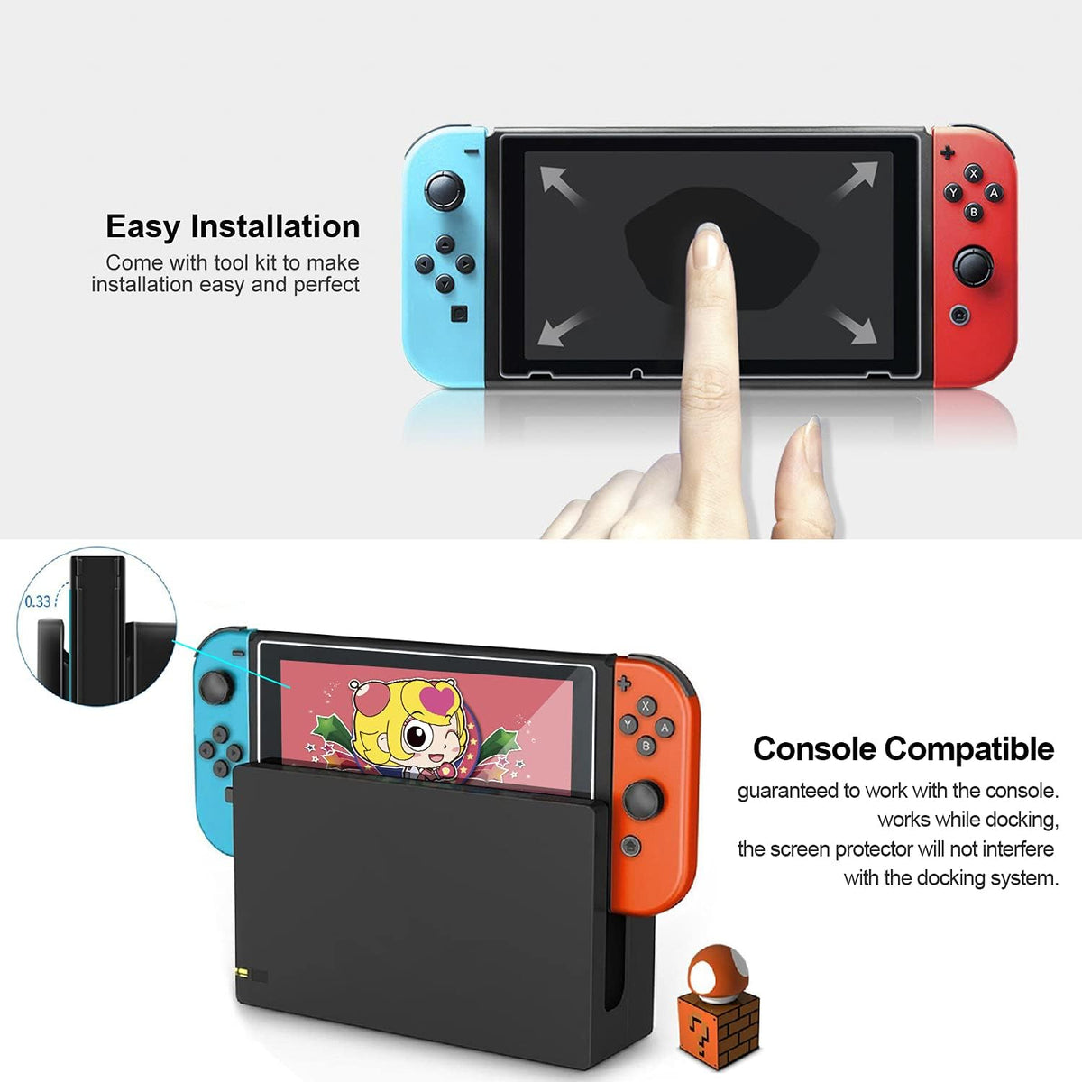 ivoler [3 Pack Compatible with Nintendo Switch Screen Protector, [Tempered Glass] Film for Nintendo Switch - [9H Hardness] [Anti-Scratch] [Crystal Clear]
