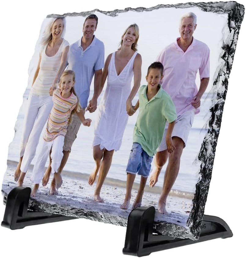PB TECH Personalised Rock Slate Photo 15 x 20cm Rectangle Shape Printed Rock Slate Picture for Her Him Custom Gifts for Birthday Anniversary Christmas Wedding Valentines Day Mothers Day.