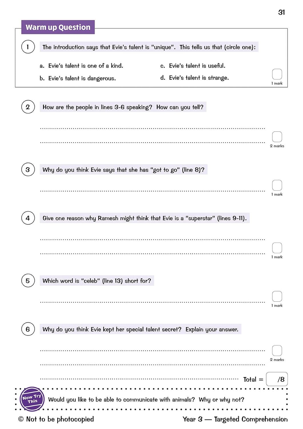 KS2 English Year 3 Reading Comprehension Targeted Question Book - Book 1 (with Answers) (CGP Year 3 English)