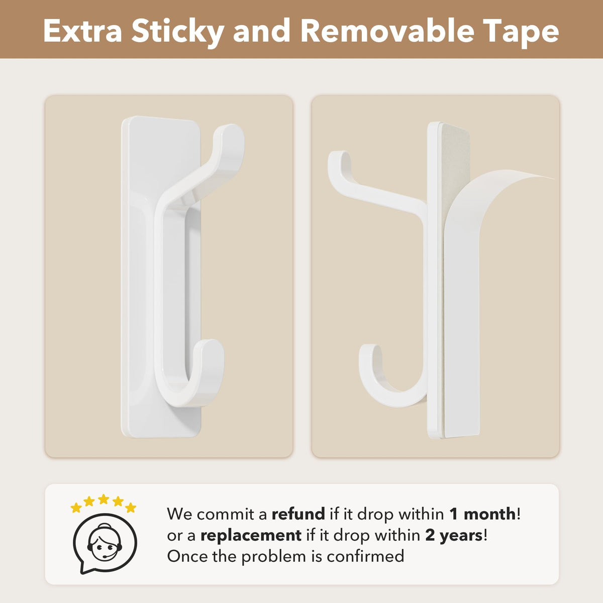 pickpiff Self Adhesive Hook, 6KG Extra Sticky and Strong, Black 4 Pack