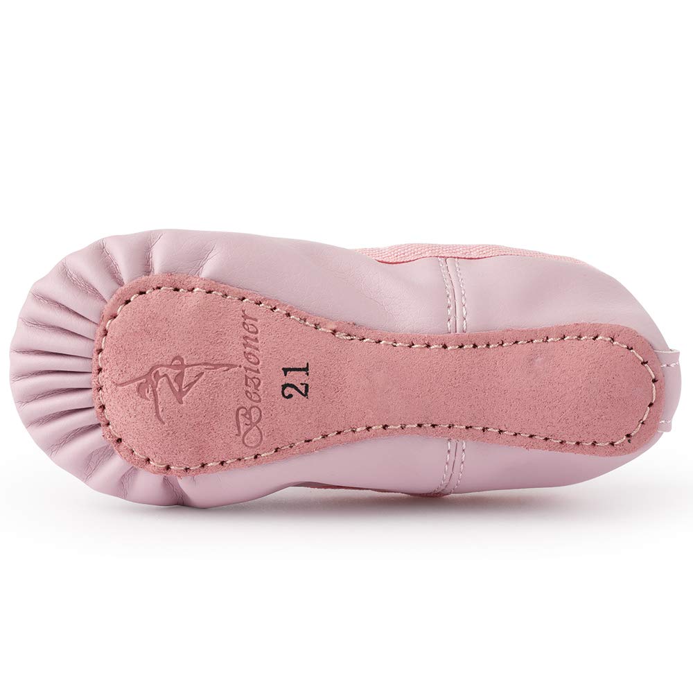 Bezioner Ballet Shoes Leather Ballet Flats Full Sole Dance Slippers for Girls Toddlers Women