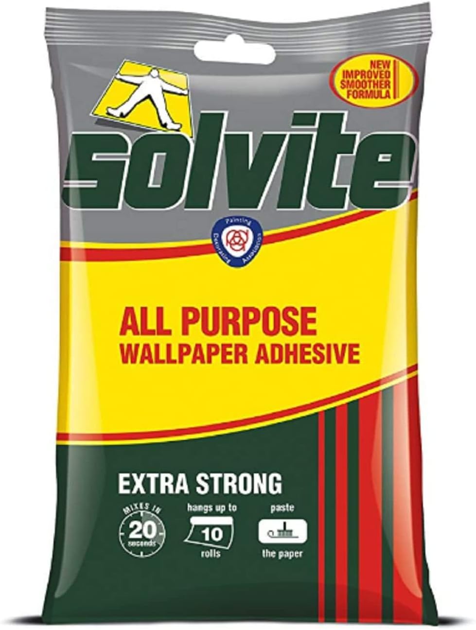 Solvite All-Purpose Wallpaper Adhesive, Reliable Adhesive for Wallpaper, All-Purpose Adhesive with Long-Lasting Results, Wallpaper Paste Hangs up to 10 Rolls (1x185g Sachet)