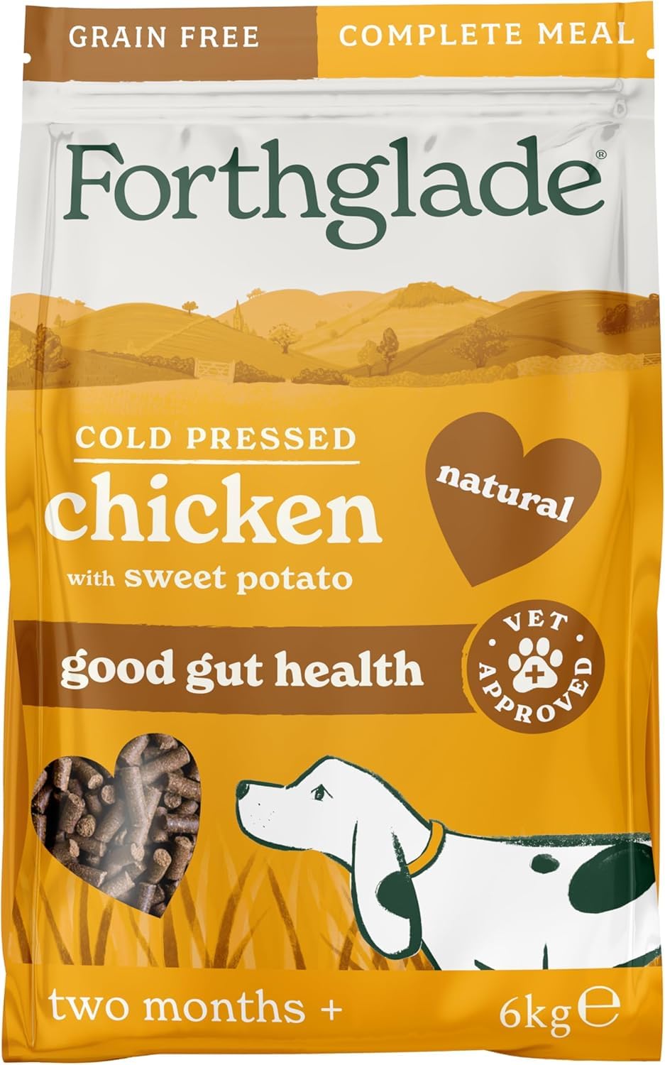 Forthglade Dry Dog Food, Cold Pressed (6kg), Hypoallergenic and Grain Free Dog Food, Salmon & Vegetables, Natural Senior, Adult and Puppy Meal Vet, Approved For Good Gut Health